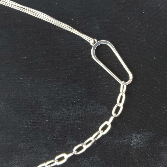 French connection silver rhodium link lariat necklace - Picture 2 of 6